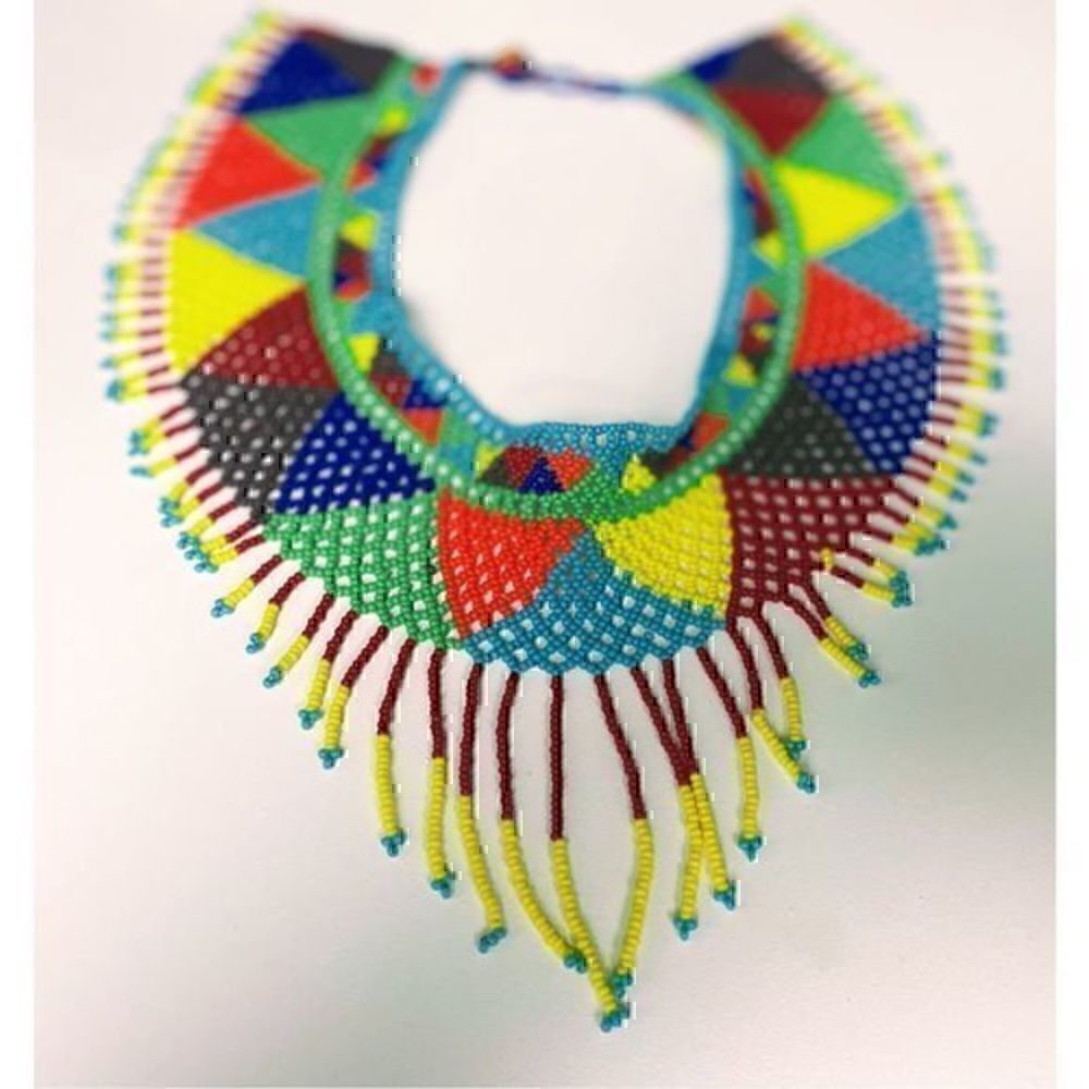 New Beautiful Handmade Colorful Beaded Mexican Collar Necklace - Picture 3 of 4